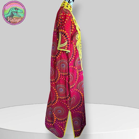 Vintage 1960’s / 1970’s Bohemian Goddess Polka Dot Dashiki Caftan Maxi Dress - Picture 4 of 8
